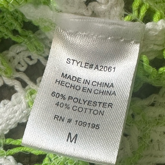 Julia by Love J Crochet Tank Crop Top Green & White - Picture 10 of 12